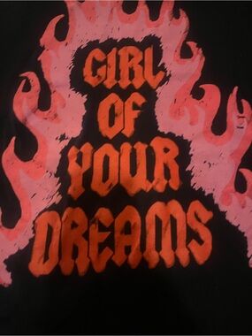 Girl of Your Dreams Graphic Tee - Black with Pink and Orange Print